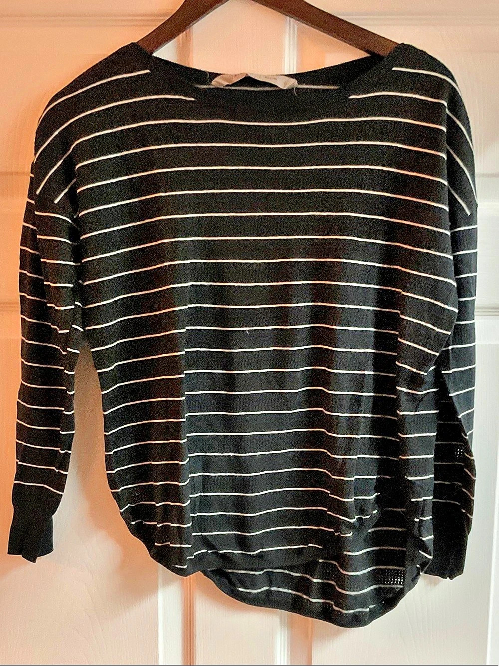 Athleta Striped Long Sleeve Top in Black & White Large